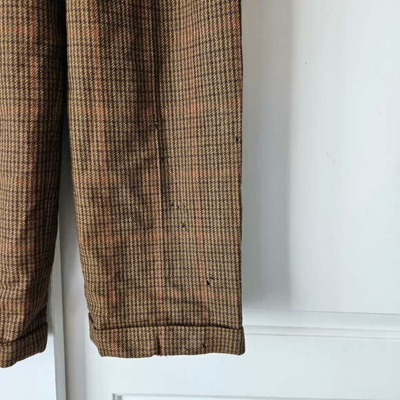 Vtg Calvin Klein Classifications Wool Trousers Brown Plaid Pleated Pants 8 Union - Picture 6 of 8